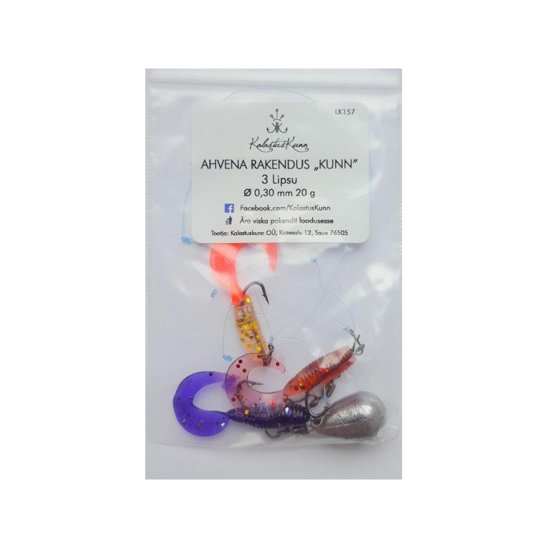 Ahvena rakendus KUNN 3 lipsuga 20g 3 sirpsaba