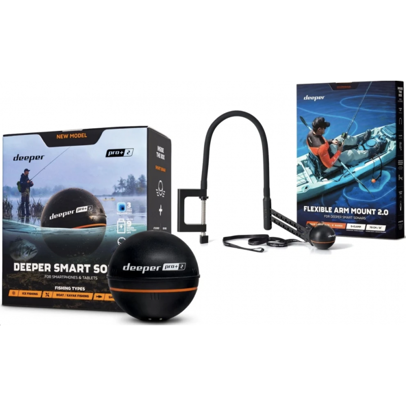 Wifi kalaleidja Deeper Fishfinder PRO+ 2 ja paadihoidja 2.0