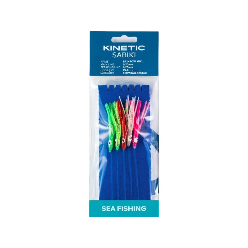 Rakendus KINETIC Rainbow Mix #2/0 2m 0.70mm Rainbow helendav (makrell, tursk, pollak)