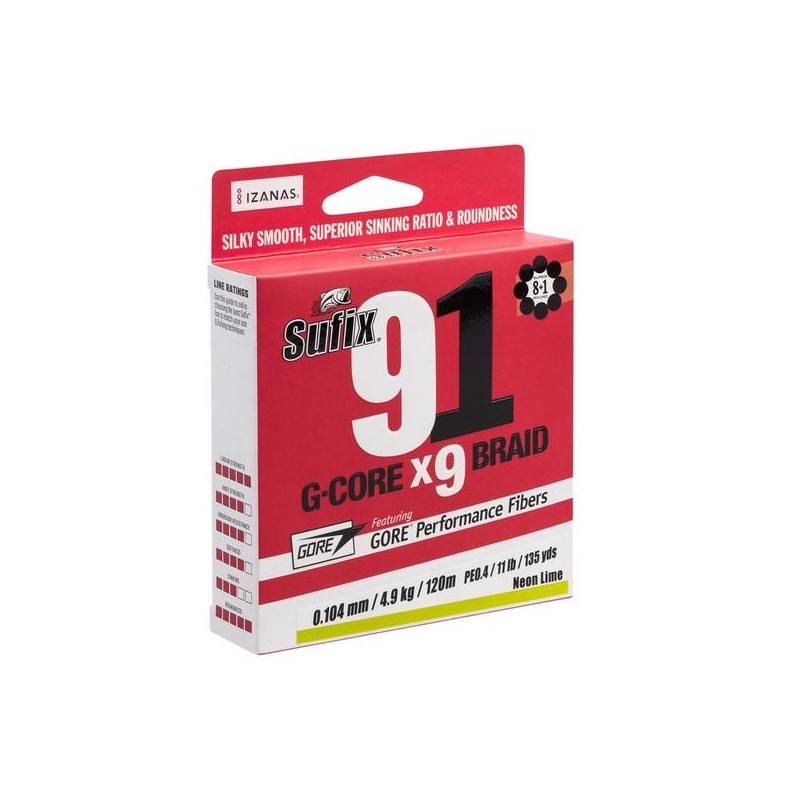 Nöör Sufix 91 Braid Neon Chartreuse 150m 0.330mm 27.2kg