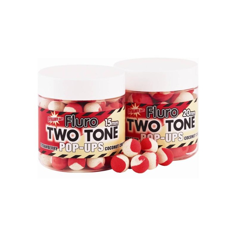 Boilid Carp-Tec Strawberry ja Coconut Cream 15mm Fluro Two Tone Pop Ups 90g