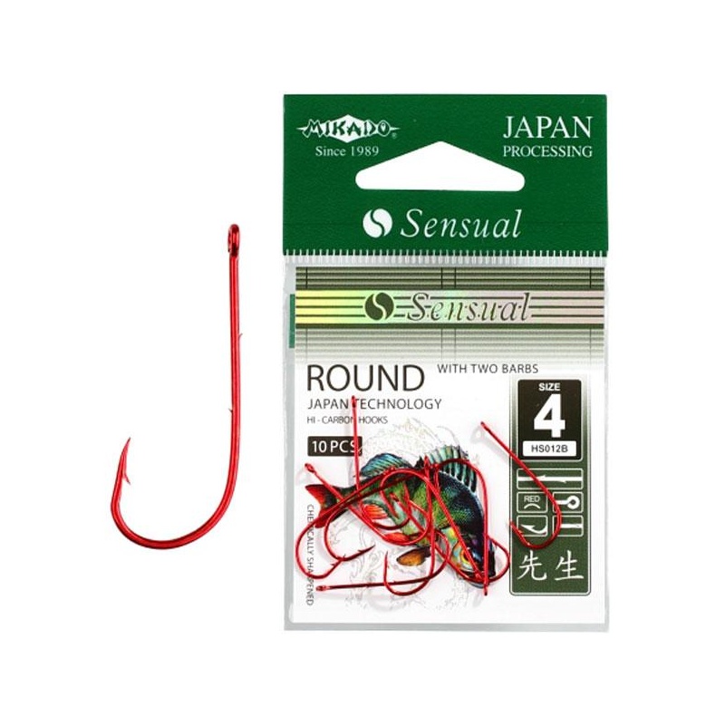 Konksud Sensual Round w Barbs RED #8 10tk