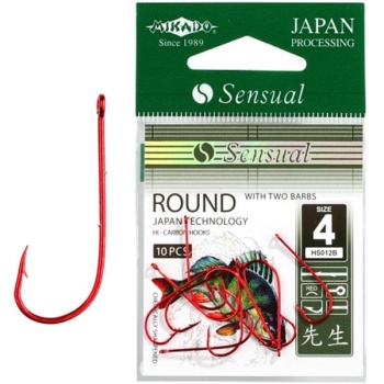 Konksud Sensual Round w Barbs RED #10 10tk