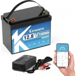 Liitium aku KEPWORTH LifePo4 Smart 12V 100Ah MINI Bluetooth (260x168x215mm, 10kg) IP65 Waterproof laadijaga 7A