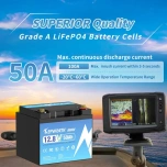 Liitium aku KEPWORTH LifePo4 12V 50Ah (198x166x170mm, 6kg) IP65 Waterproof laadijaga 7A